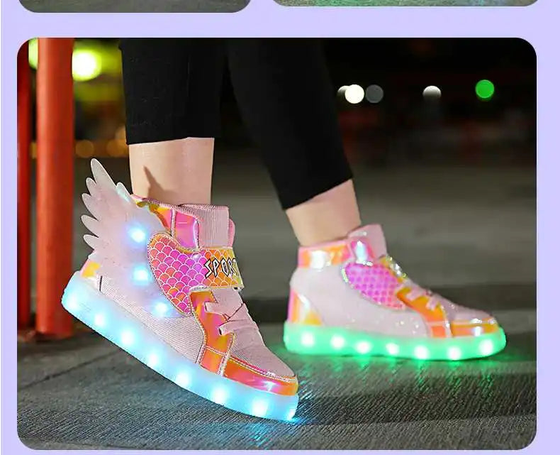 Zapatillas con luces y alas