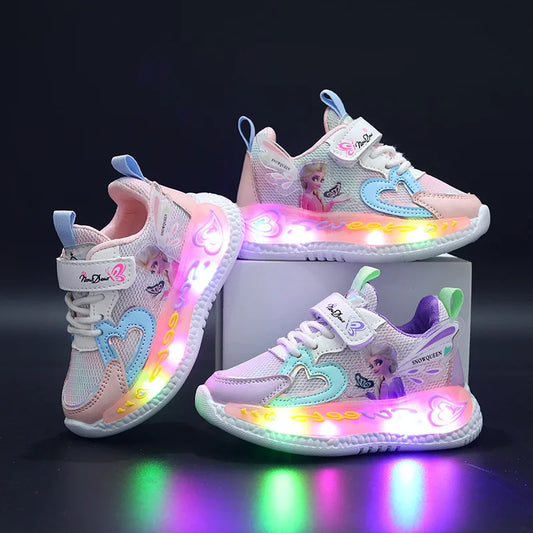 Zapatilla con luces Elsa con Corazón